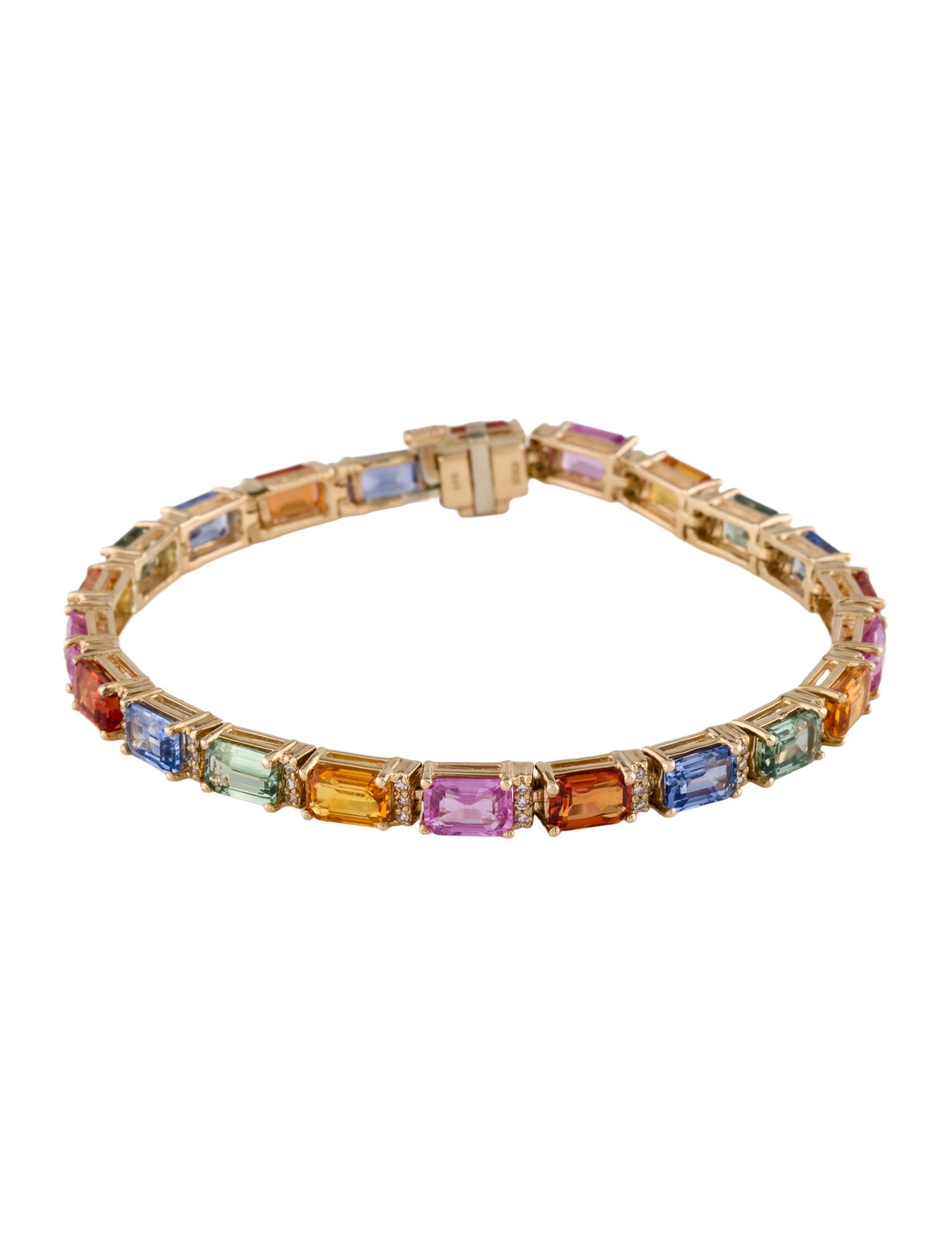 Effy Jewelry 14K Sapphire & Diamond Link Bracelet