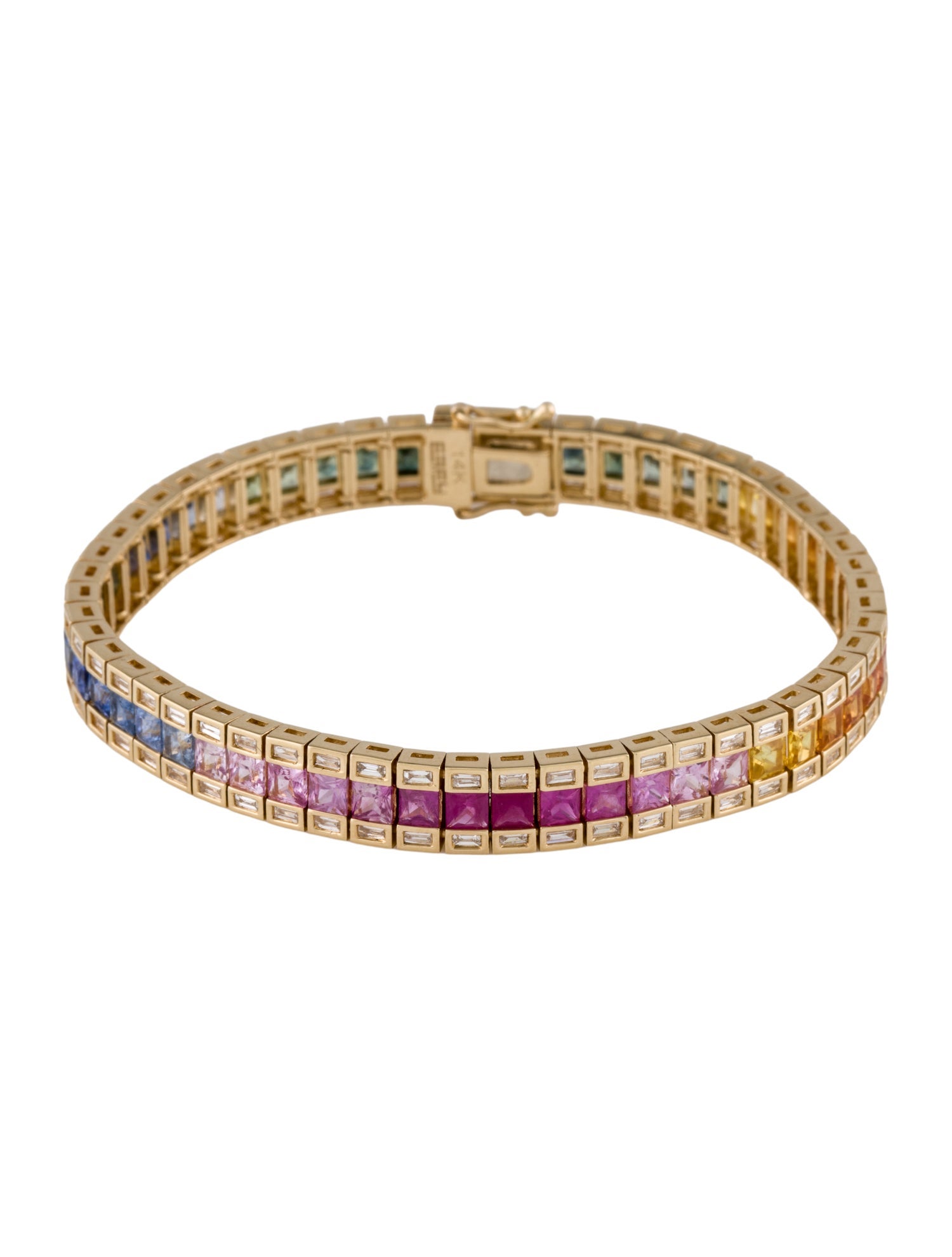 Effy Jewelry 14K 9.77ct Multicolor Sapphire & Diamond Link Bracelet