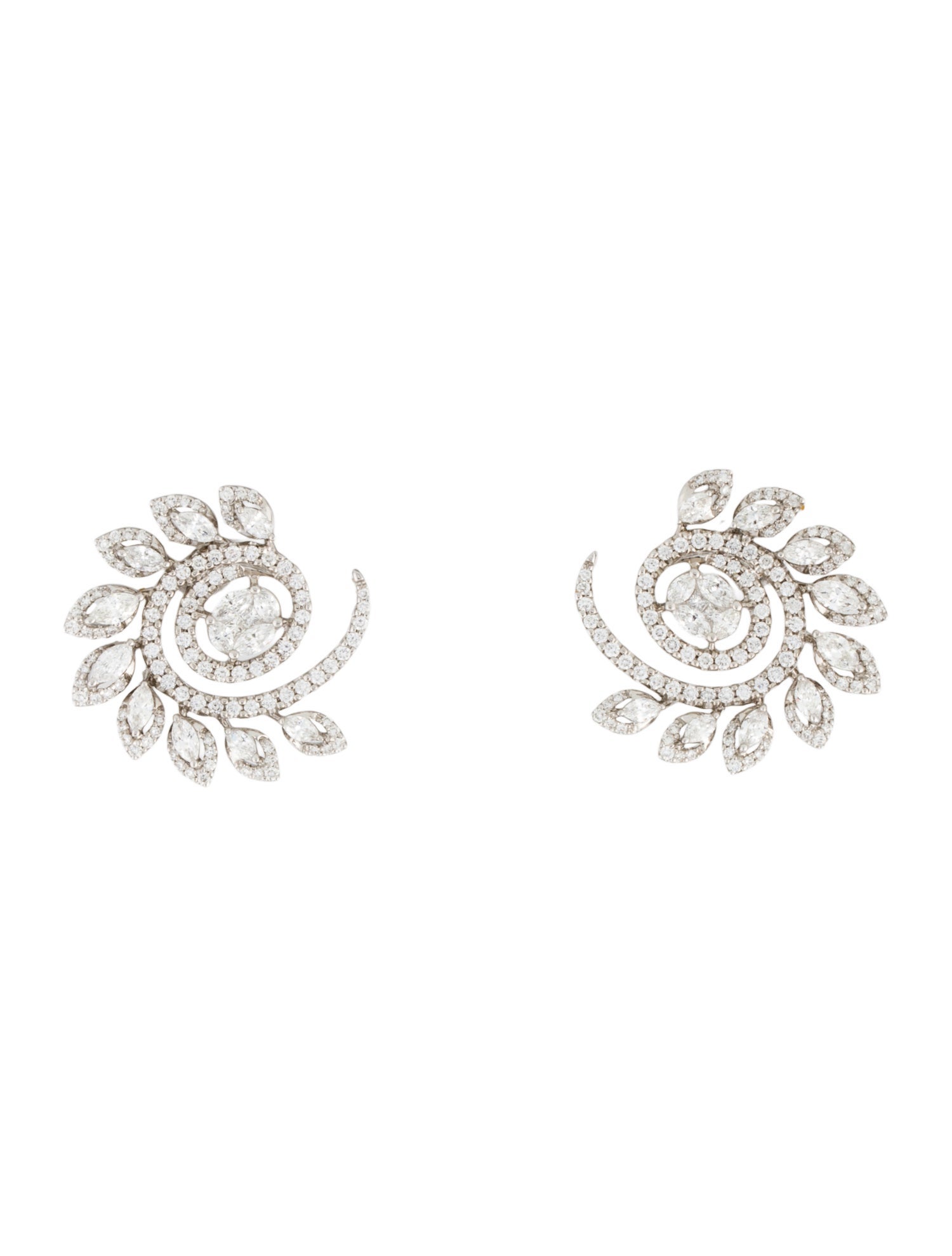 Effy Jewelry 18K 2.05ctw Diamond Spiral Leaf Drop Earrings