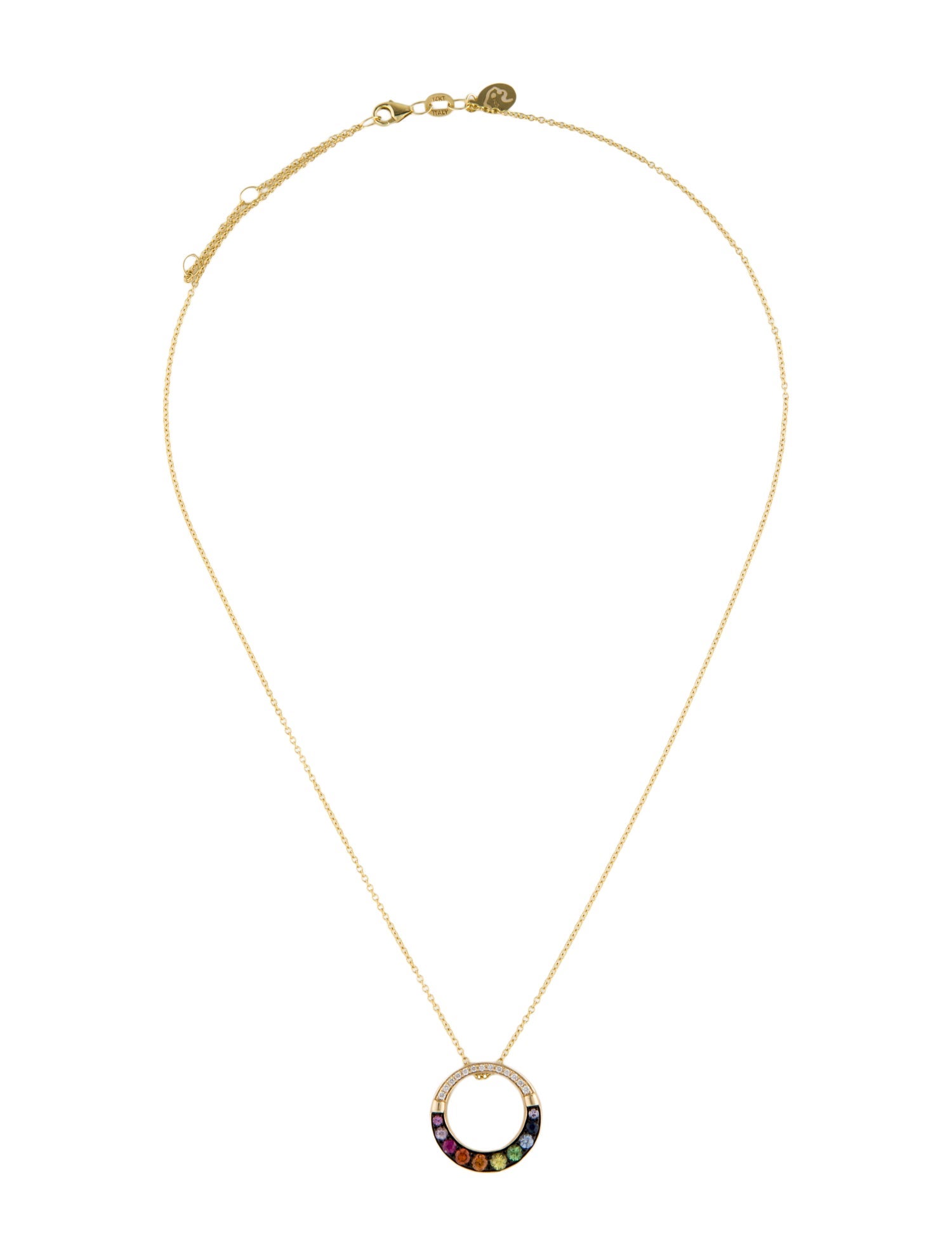 Effy Jewelry 14K Sapphire & Diamond Circle Pendant Necklace