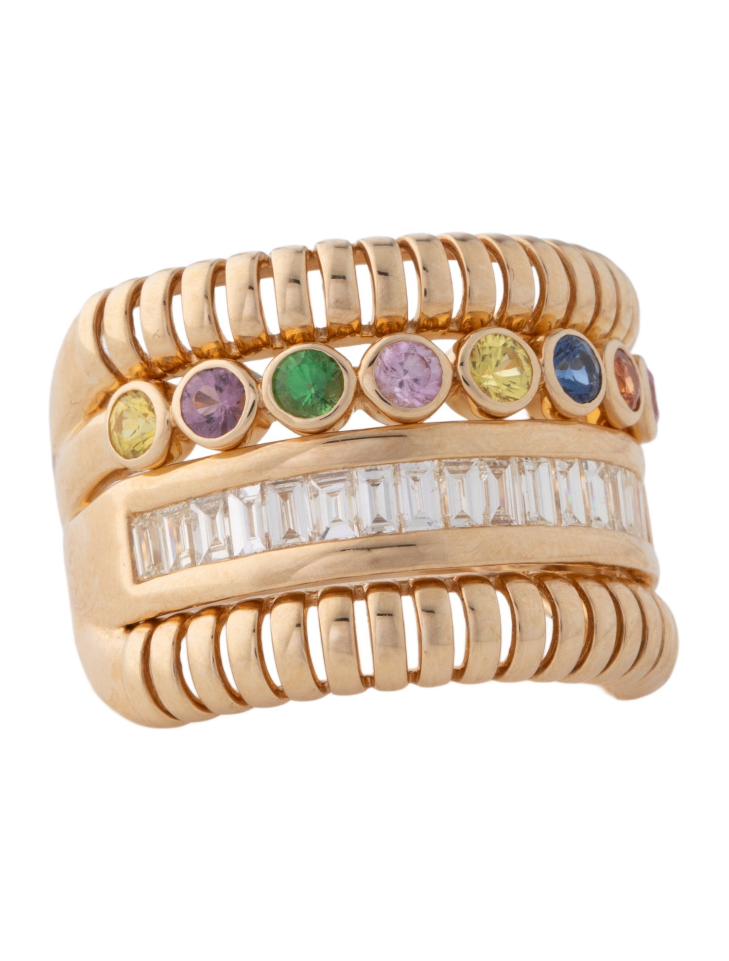 Effy Jewelry 14K Sapphire, Tsavorite Garnet & Diamond Band