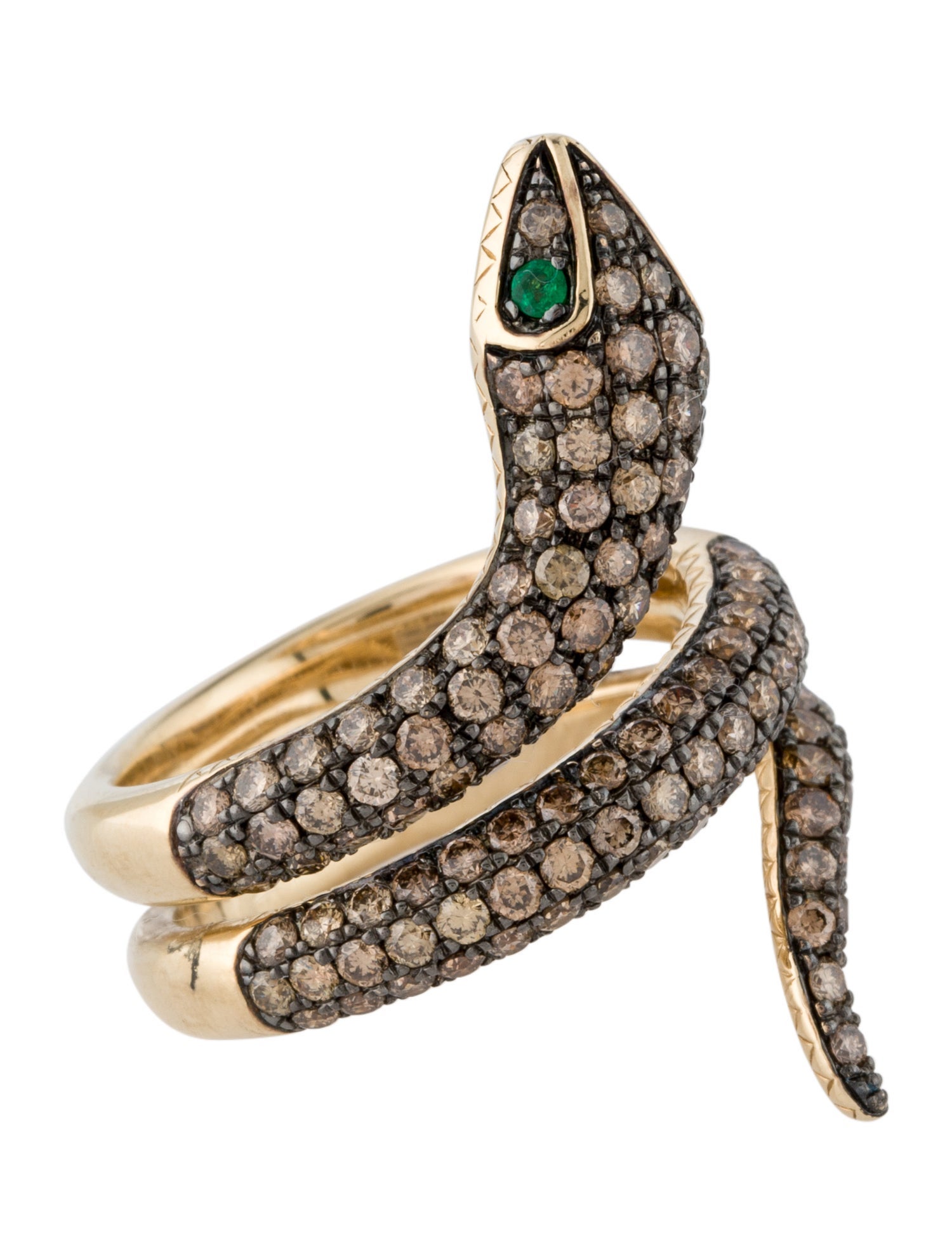 Effy Jewelry 14K Emerald & Diamond Snake Cocktail Ring