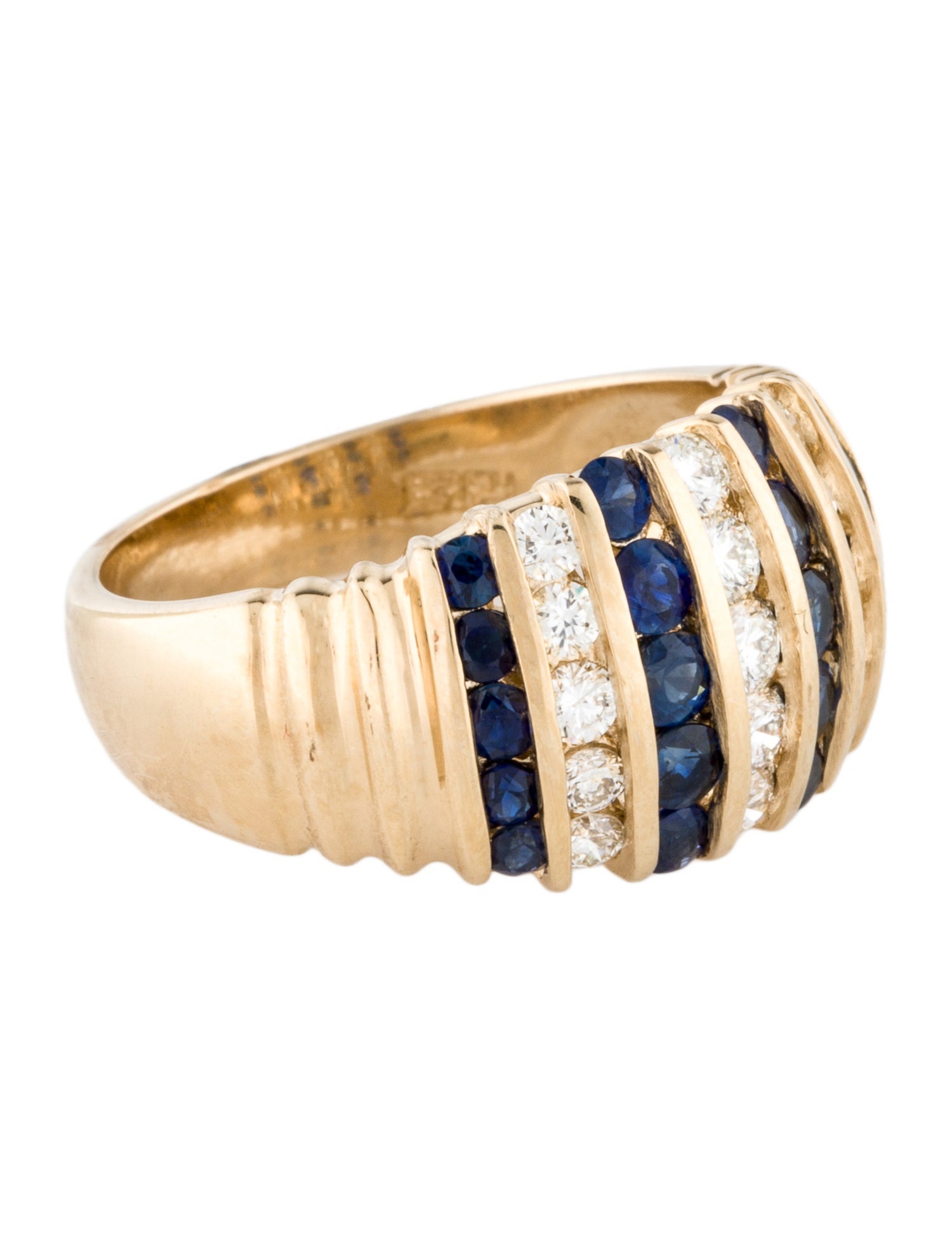 Effy Jewelry 14K 1.33ctw Dapphire & Diamond Dome Band