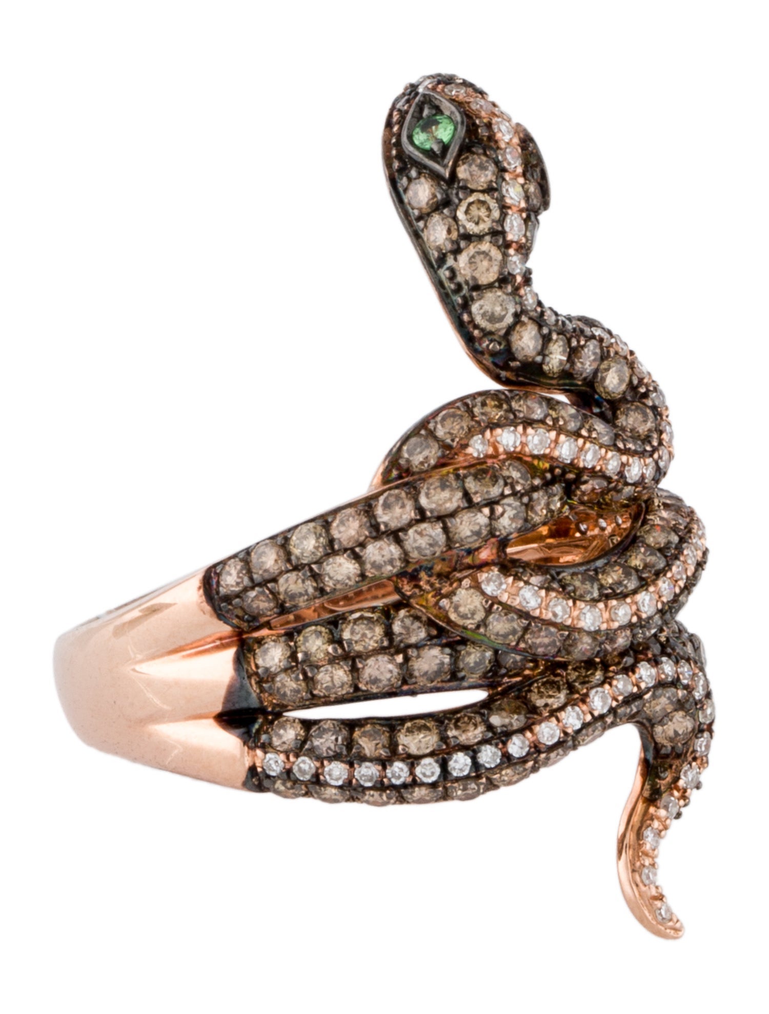 Effy Jewelry 14K Tsavorite & 1.81ctw Diamond Safari Snake Ring