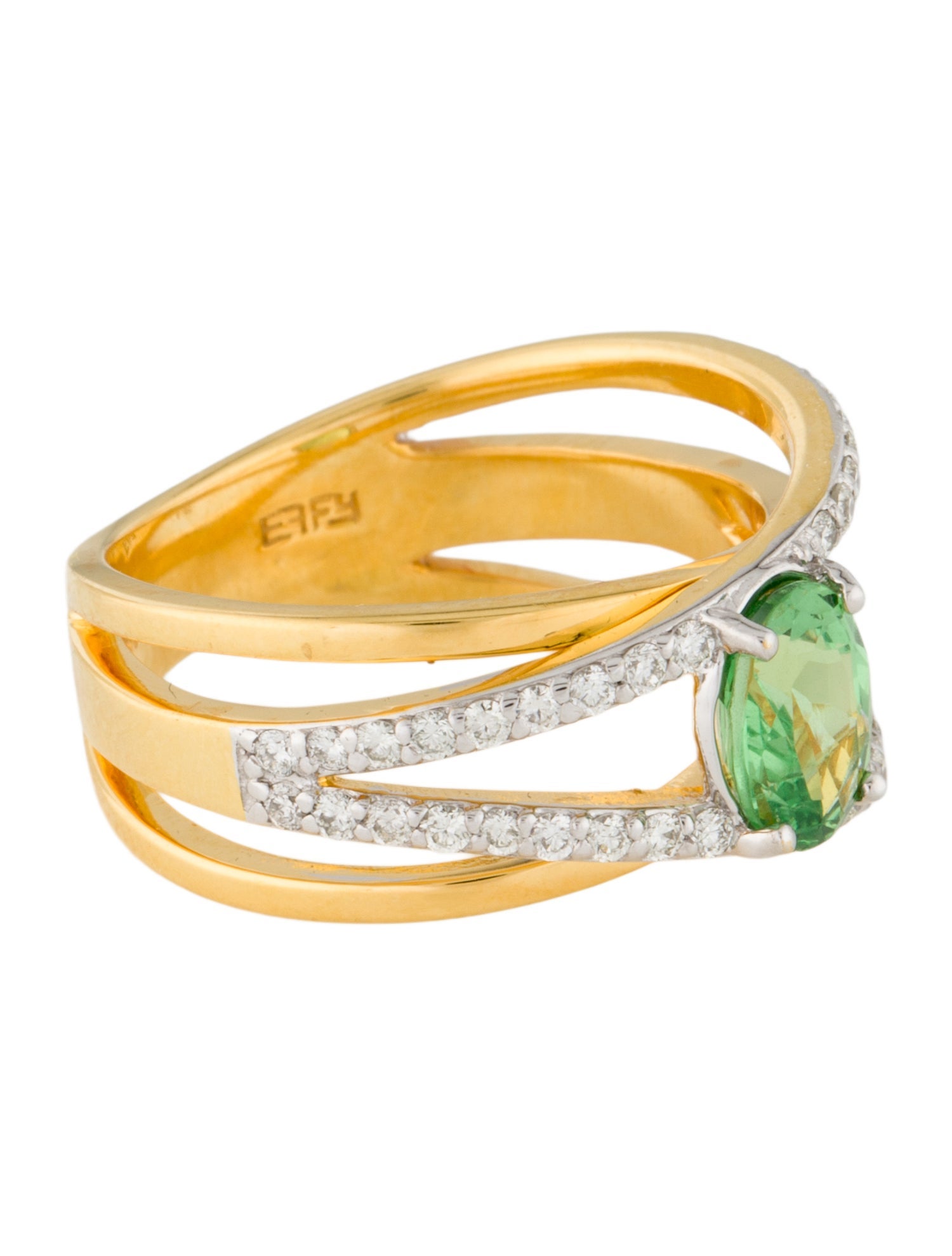 Effy Jewelry 14K 1.14ct Tsavorite & Diamond Cocktail Ring