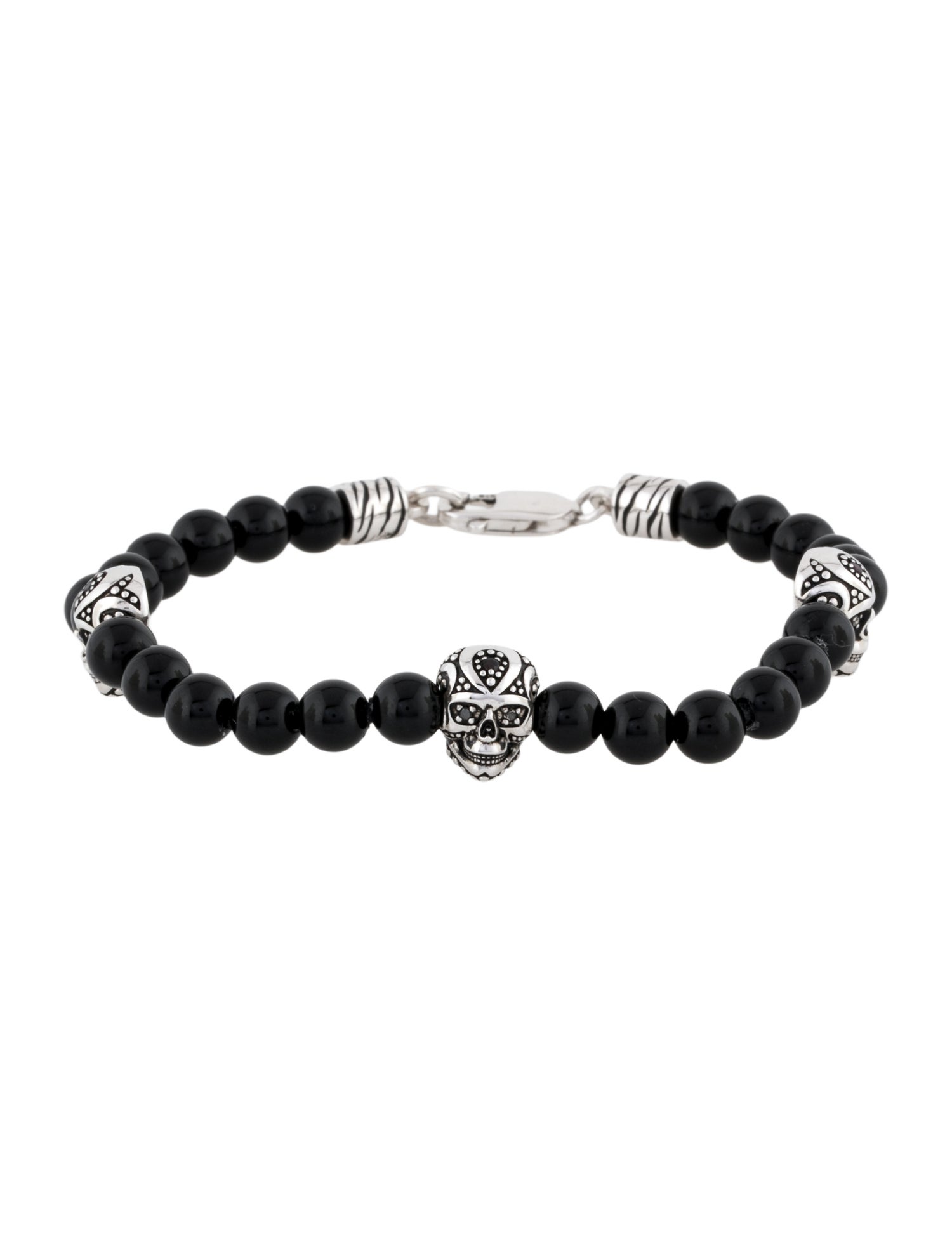 Effy Jewelry Onyx, Ruby & Diamond Skull Beaded Bracelet