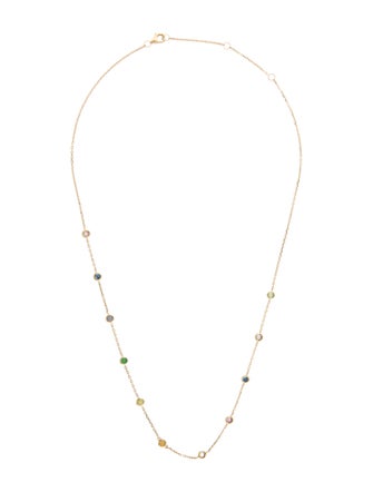 Effy Jewelry 14K Sapphire & Tsavorite-Garnet Station Chain Necklace