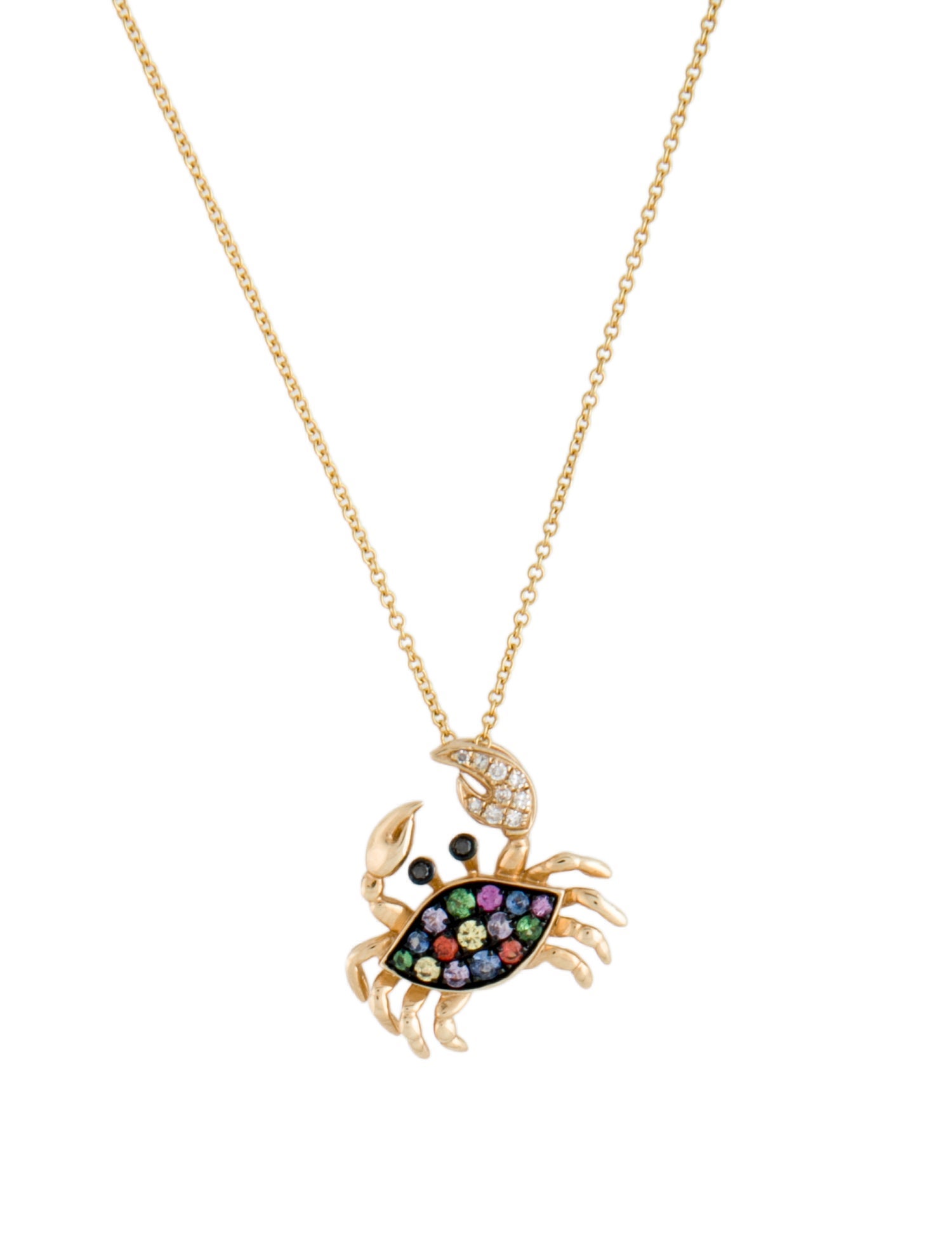 Effy Jewelry 14K Sapphire, Tsavorite, & Diamond Watercolors Crab Pendant Necklace