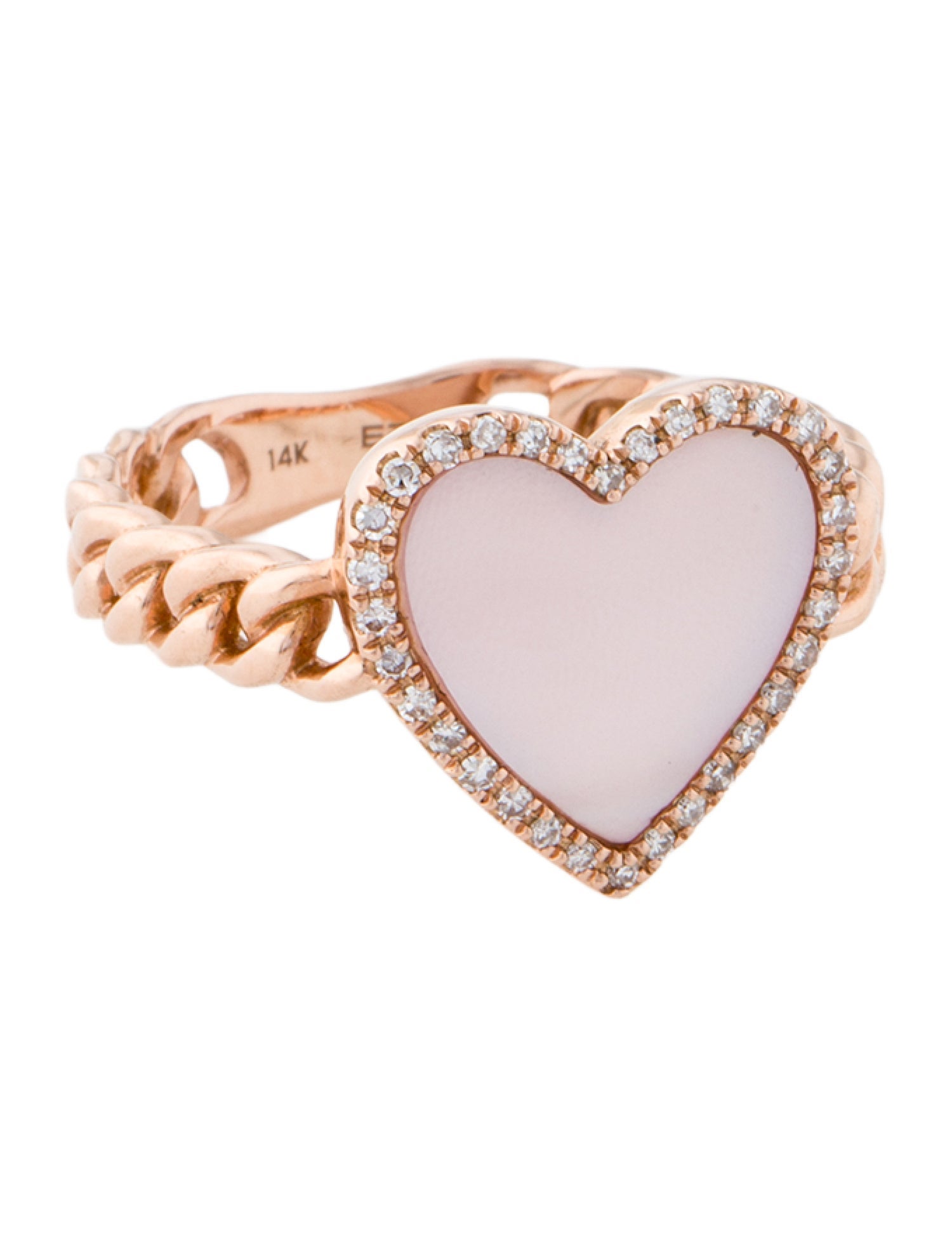 Effy Jewelry 14K Mother Of Pearl & Diamond Heart Cocktail Ring