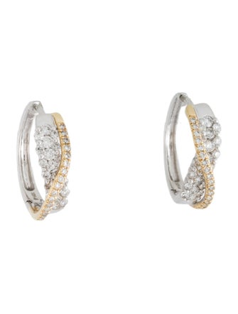 Effy Jewelry 14K Diamond Crossover Hoop Earrings