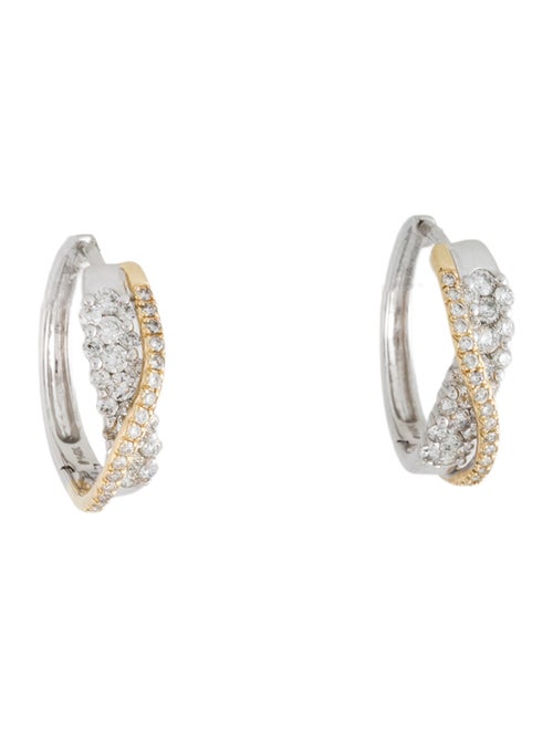 Effy Jewelry 14K Diamond Crossover Hoop Earrings