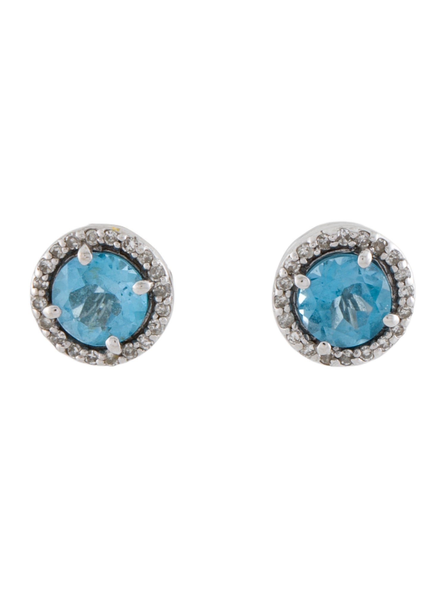 Effy Jewelry 14K Topaz & Diamond Stud Earrings