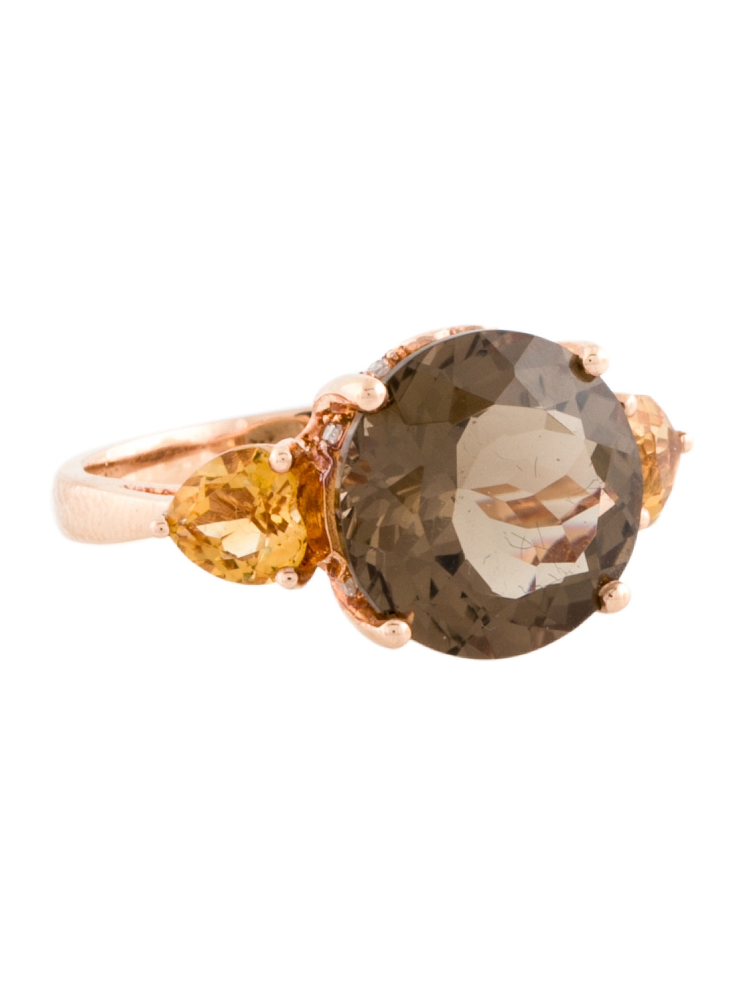Effy Jewelry 14K Smoky Quartz, Citrine, & Diamond Cocktail Ring