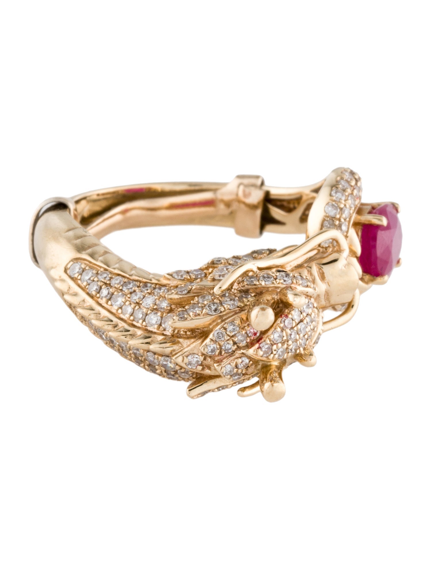 Effy Jewelry 14K Ruby & Diamond Dragon Cocktail Ring