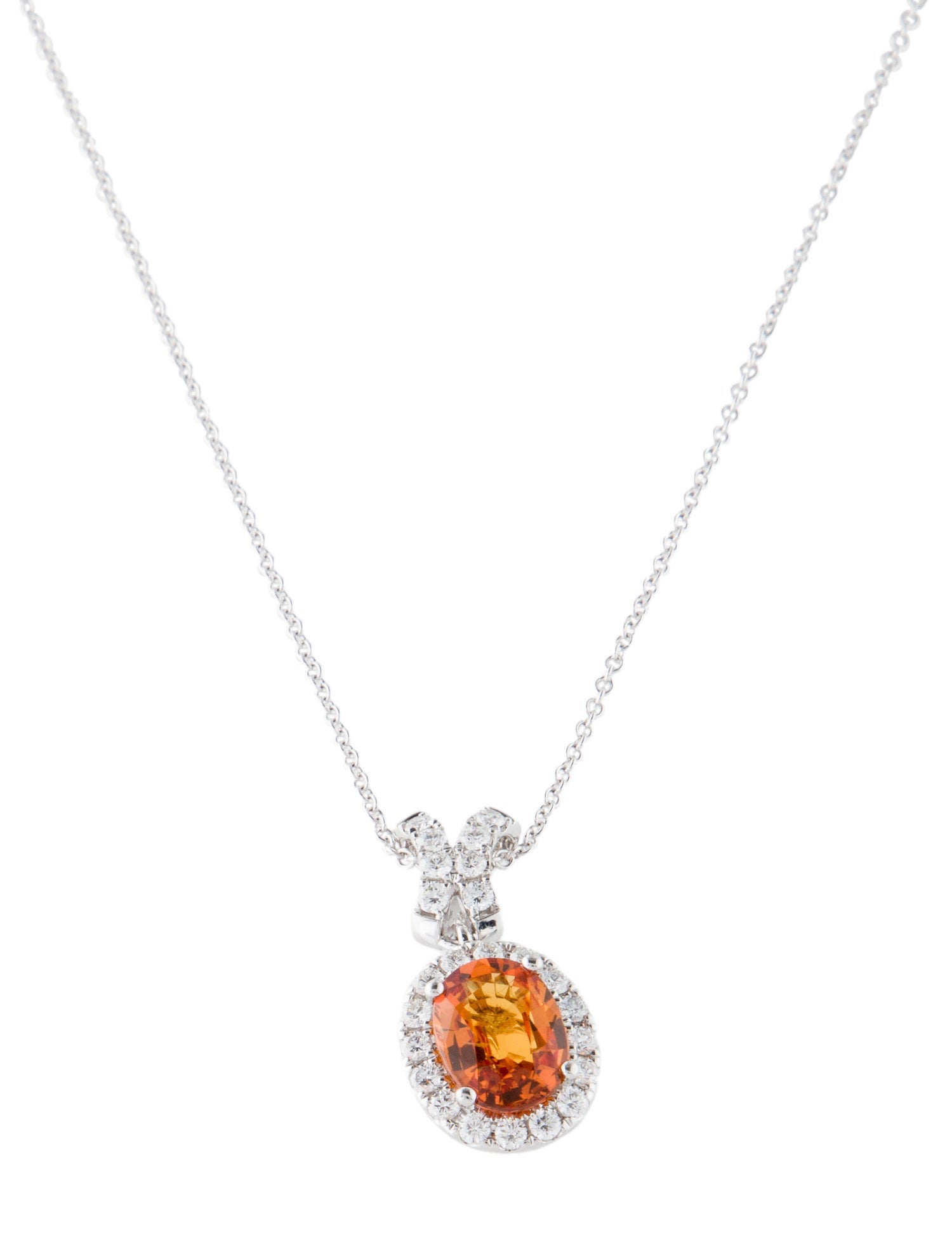 Effy Jewelry 18K 2.76ct Orange Sapphire & Diamond Pendant Necklace