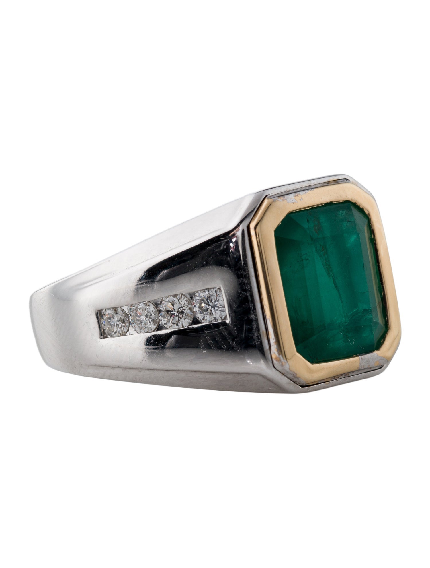 Effy Jewelry 18K 5.30ct Emerald & Diamond Signet Ring