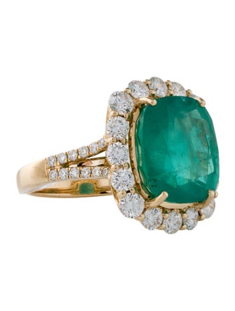 Effy Jewelry 18K 7.55ct Emerald & Diamond Cocktail Ring