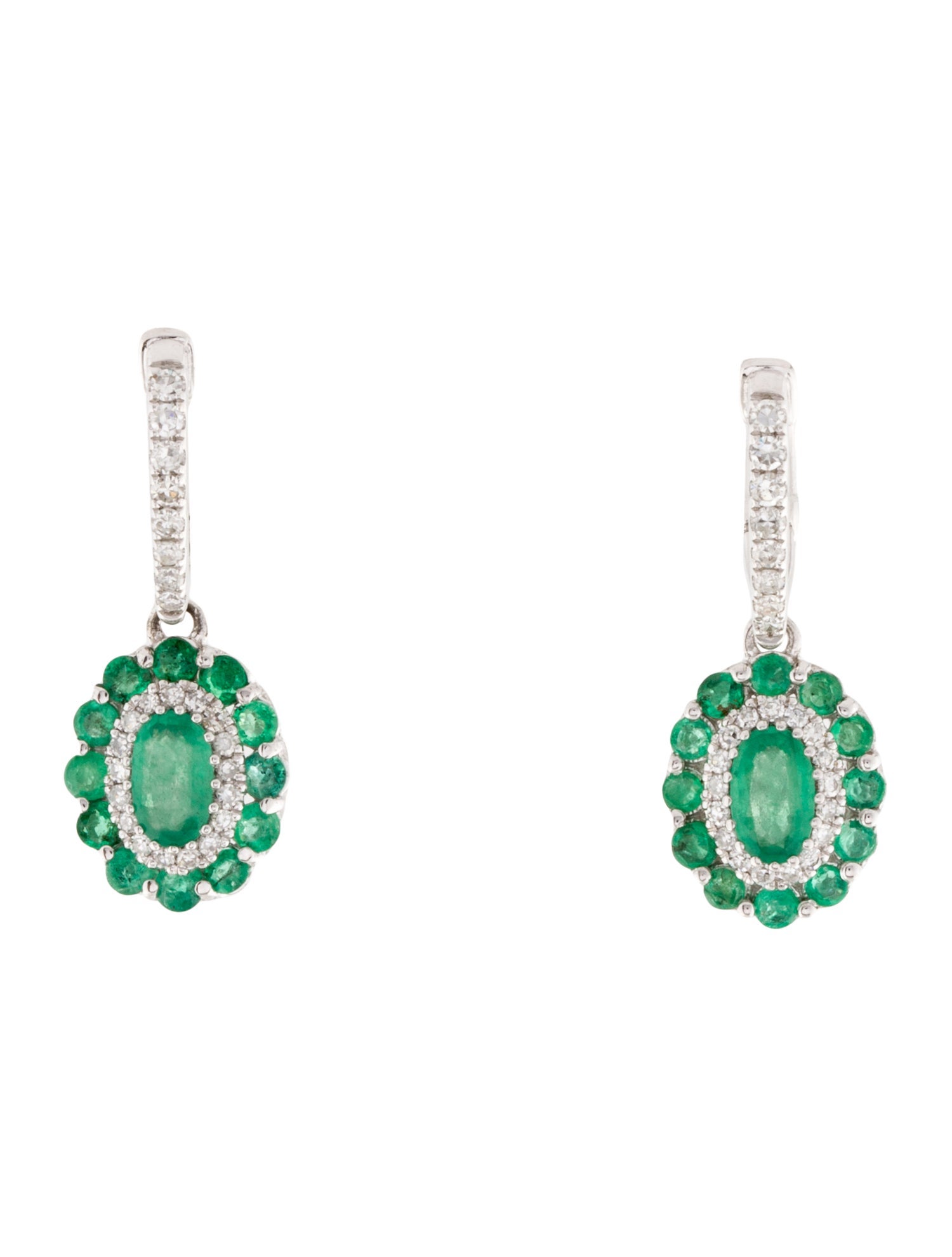 Effy Jewelry 14K Emerald & Diamond Oval Drop Earrings