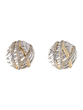 Effy Jewelry Two-Tone Diamond Intertwining Stud Earrings