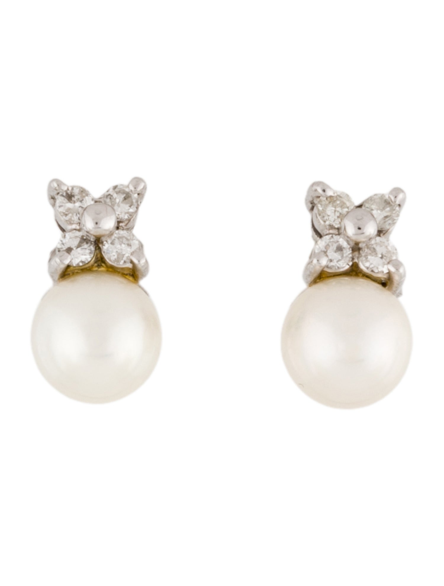 Effy Jewelry 14K Pearl & Diamond Stud Earrings
