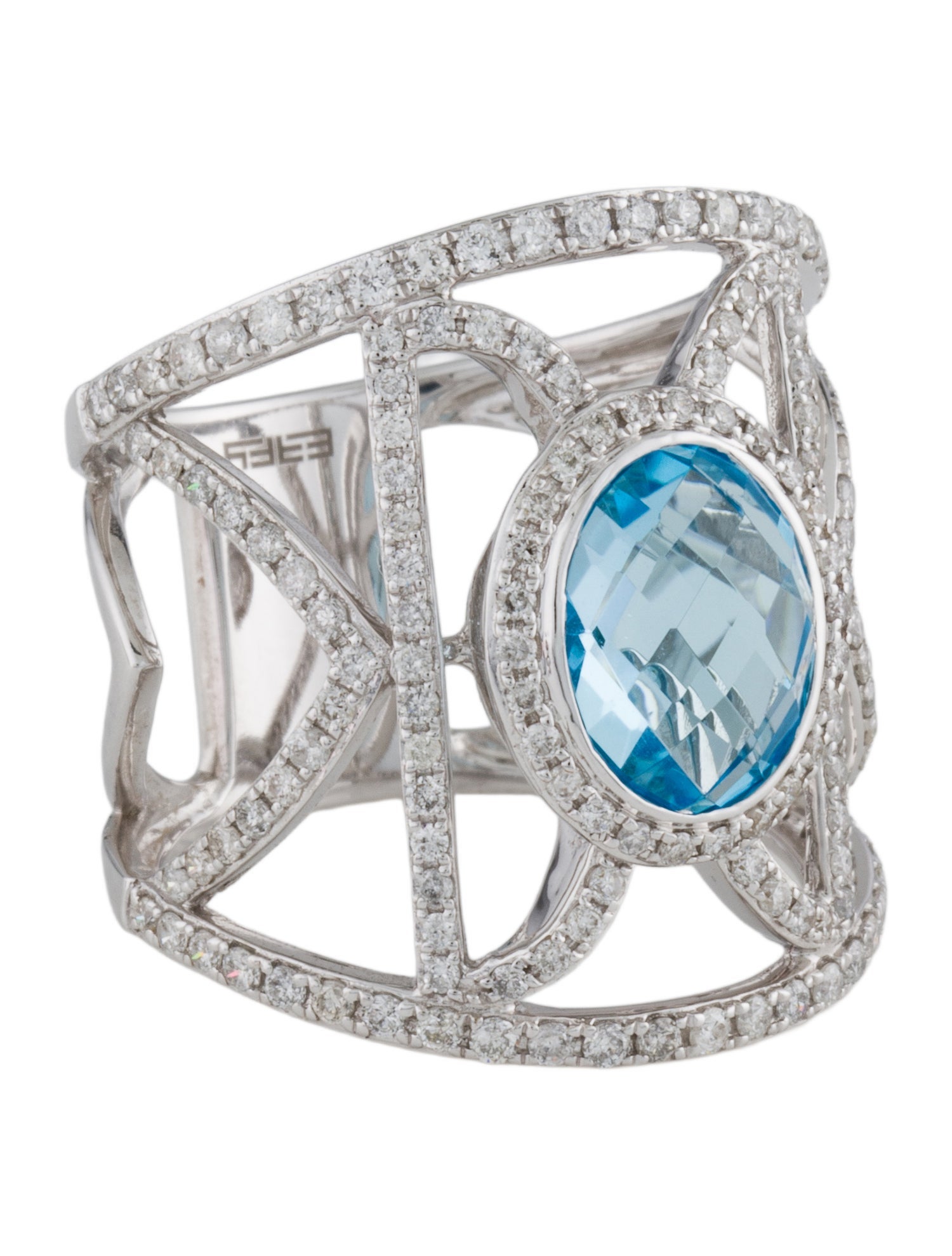 Effy Jewelry 14K Topaz & Diamond Effy Geo Cocktail Ring