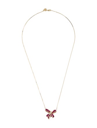 Effy Jewelry 14K 2.87ct Ruby & Diamond Bow Pendant Necklace