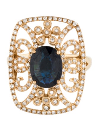 Effy Jewelry 14K Sapphire & Diamond Open Frame Cocktail Ring