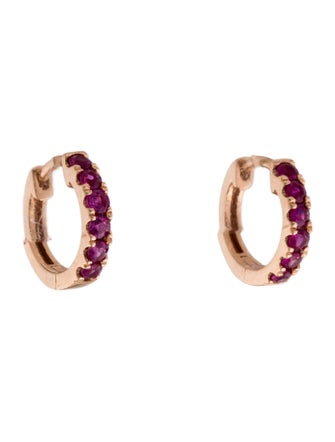Effy Jewelry 14K Ruby Huggie Earrings
