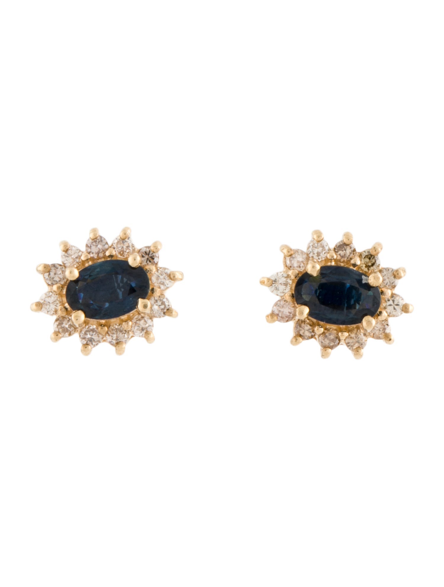 Effy Jewelry 14K Sapphire & Diamond Burst Stud Earrings