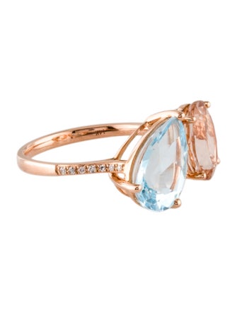Effy Jewelry 14K Topaz, Morganite & Diamond Toi et Moi Ring