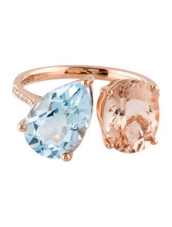 Effy Jewelry 14K Topaz, Morganite & Diamond Toi et Moi Ring