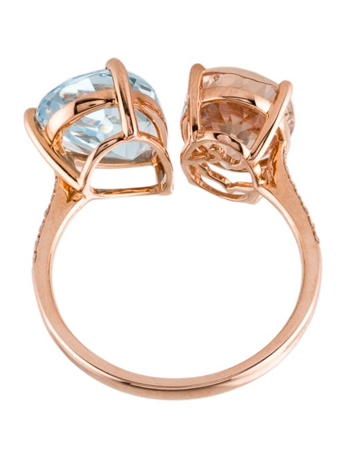 Effy Jewelry 14K Topaz, Morganite & Diamond Toi et Moi Ring