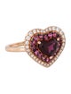 Effy Jewelry 14K Rhodolite, Tourmaline, & Diamond Heart Cocktail Ring