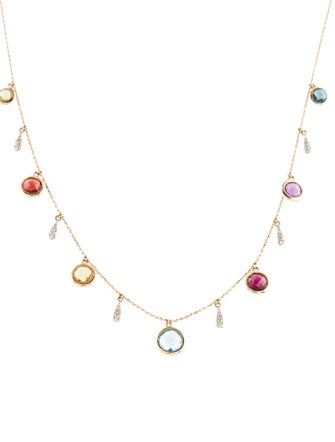 Effy Jewelry 14K Diamond & Multistone Station Necklace