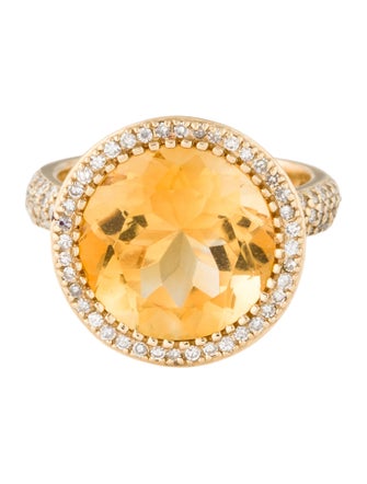 Effy Jewelry 14K 7.35ct Citrine & Diamond Cocktail Ring