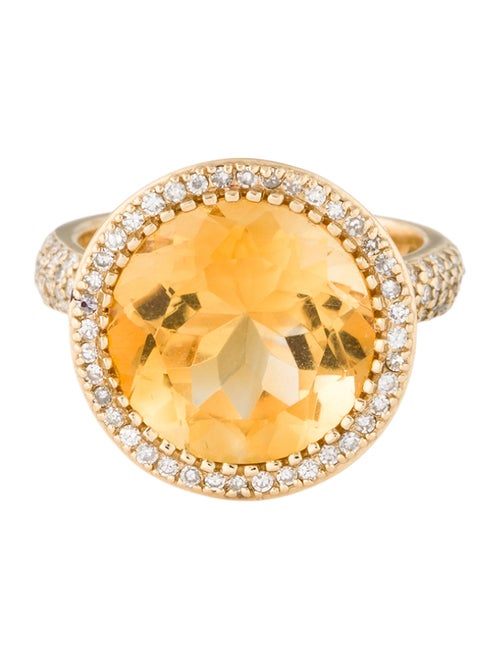 Effy Jewelry 14K 7.35ct Citrine & Diamond Cocktail Ring