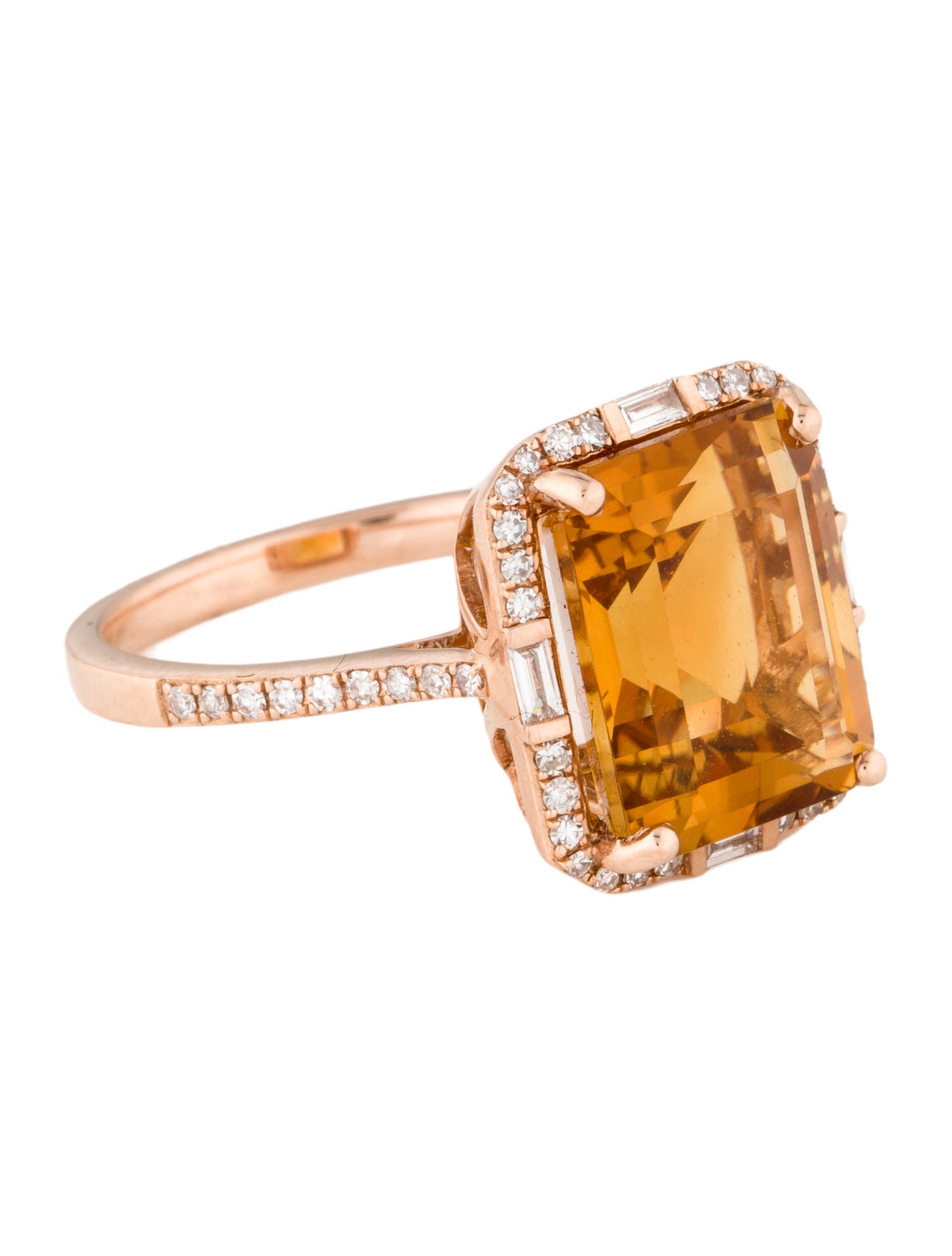 Effy Jewelry 14K 7.30ct Citrine & Diamond Cocktail Ring