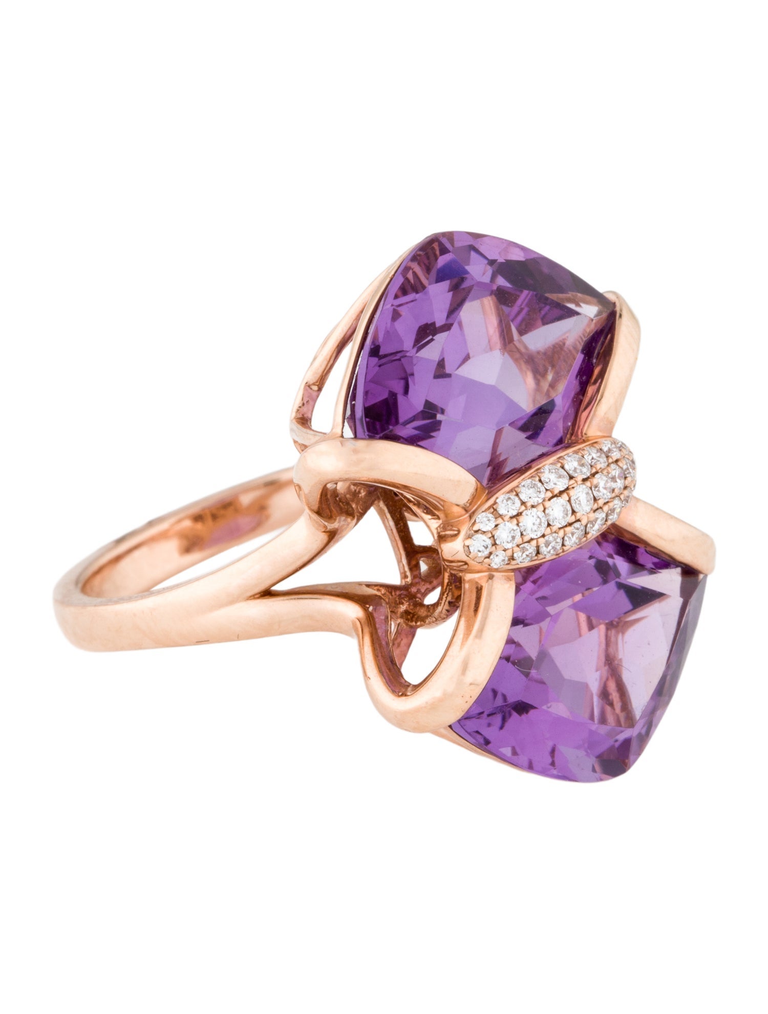 Effy Jewelry 14K 11.00ct Amethyst & Diamond Cocktail Ring