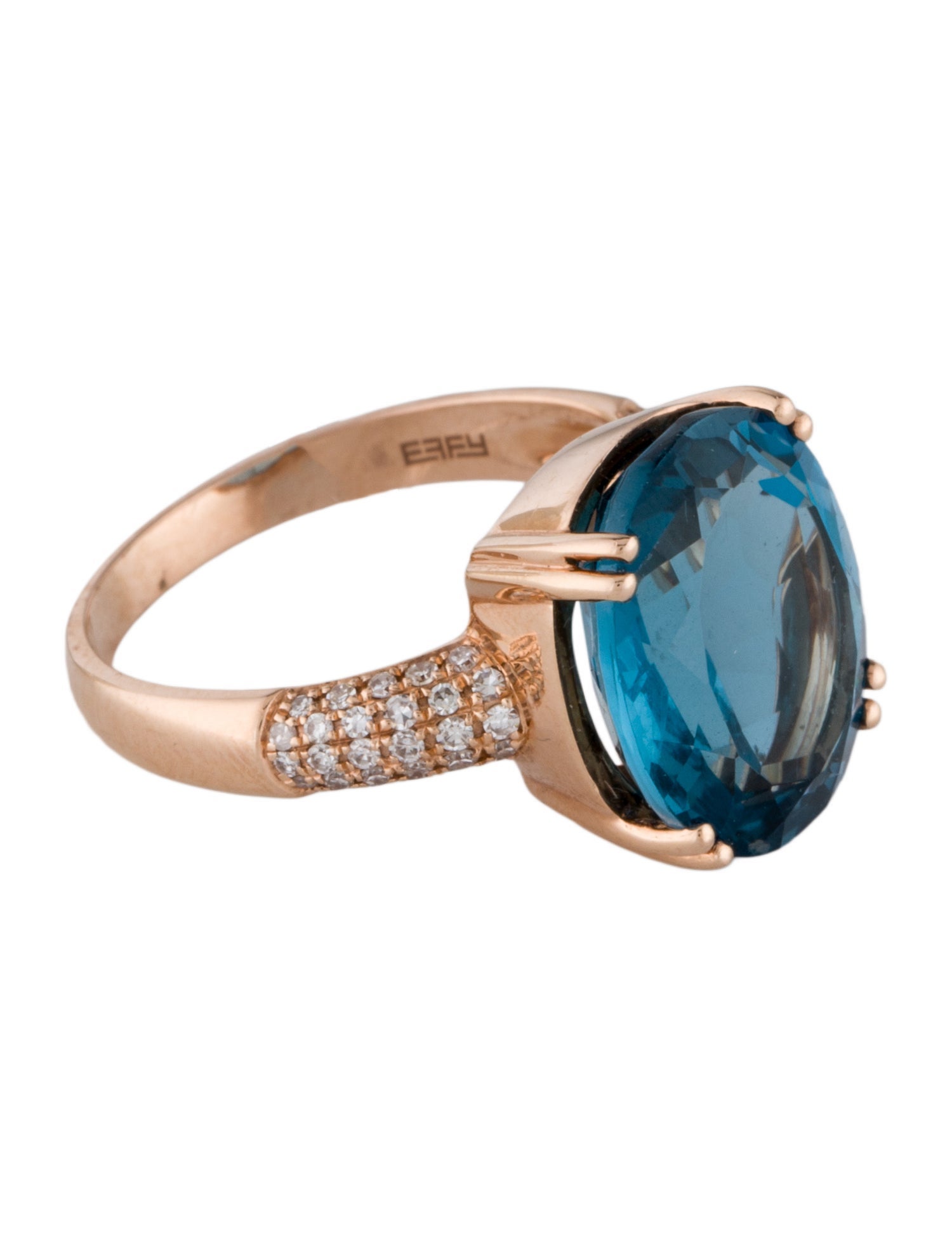 Effy Jewelry 14K 6.77ct Topaz & Diamond Cocktail Ring