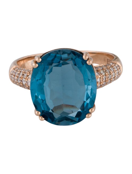 Effy Jewelry 14K 6.77ct Topaz & Diamond Cocktail Ring