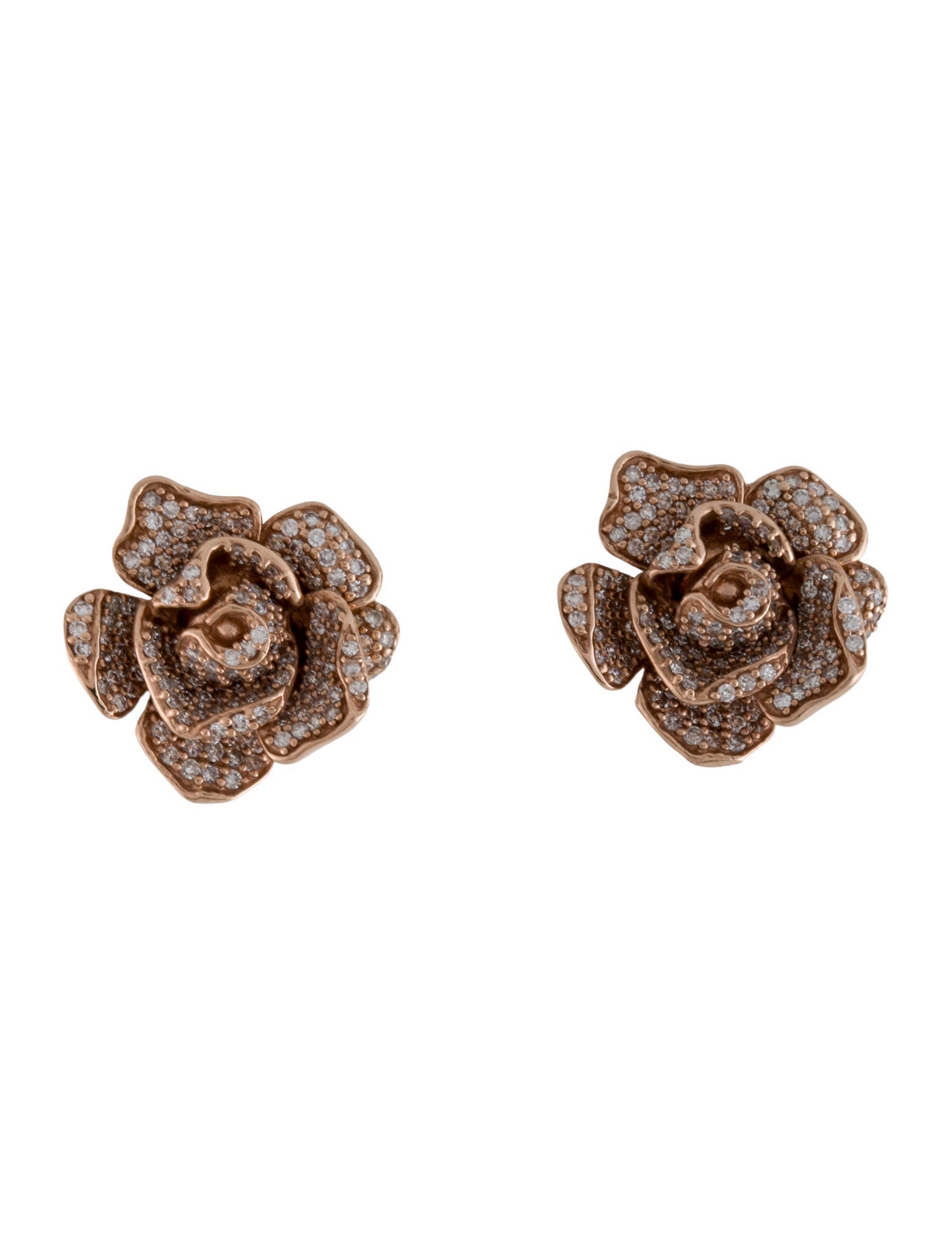 Effy Jewelry 14K Diamond Pavé Rose Earclips