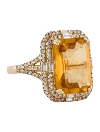 Effy Jewelry 14K Citrine & Diamond Cocktail Ring