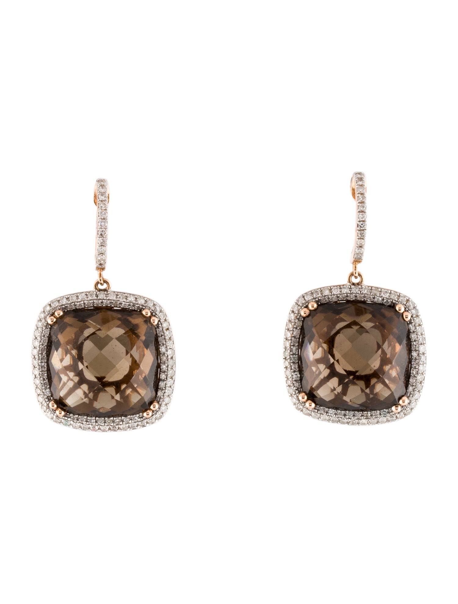 Effy Jewelry 14K Smoky Quartz & Diamond Drop Earrings