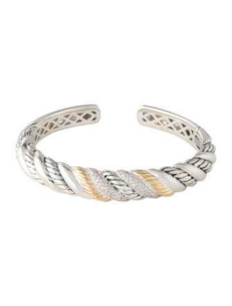 Effy Jewelry Diamond Rope Textured Cuff Bracelet