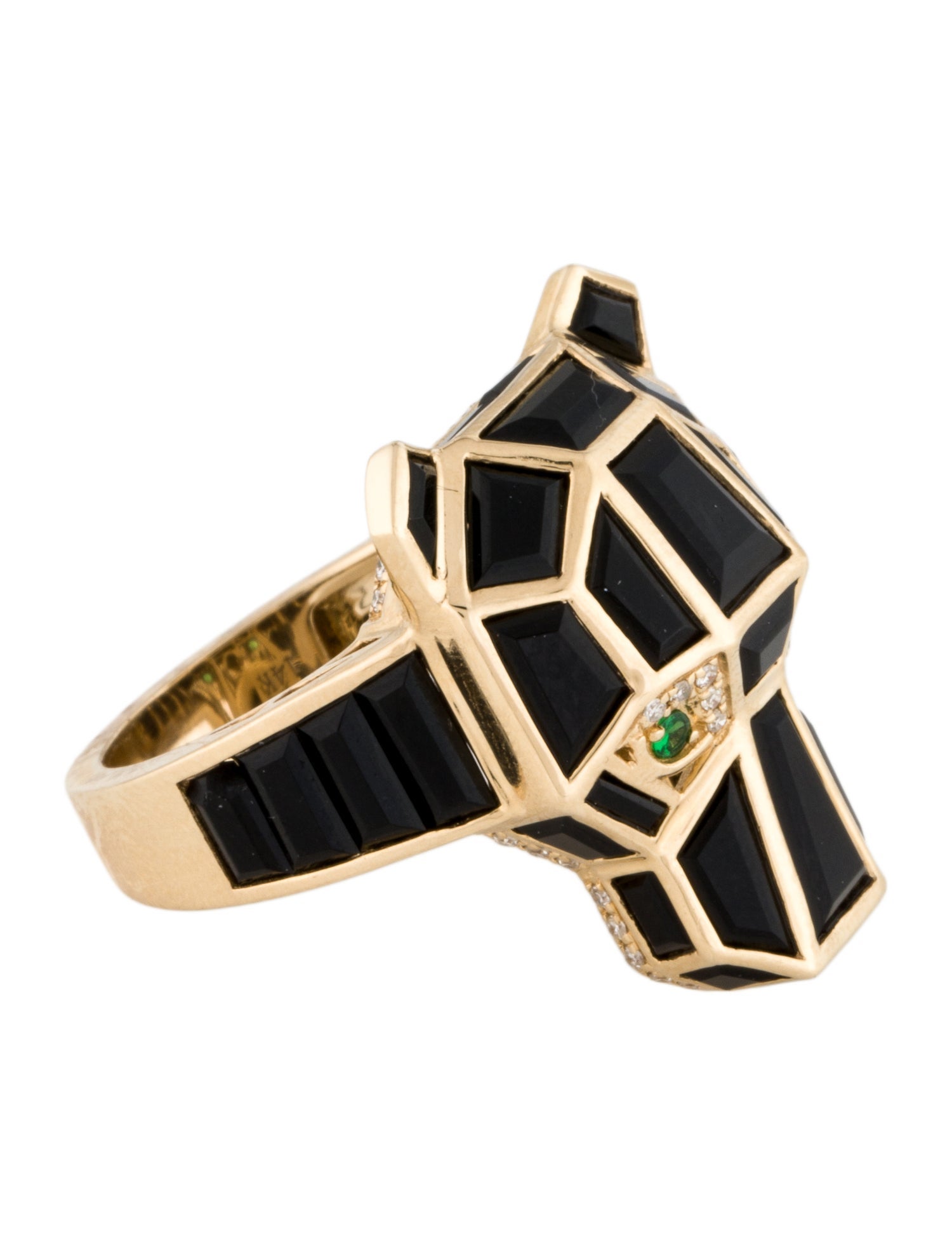 Effy Jewelry 14K Onyx, Tsavorite & Diamond Panther Ring
