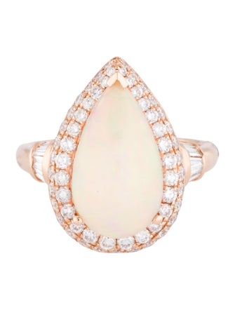 Effy Jewelry 14K 3.65ct Opal & Diamond Cocktail Ring