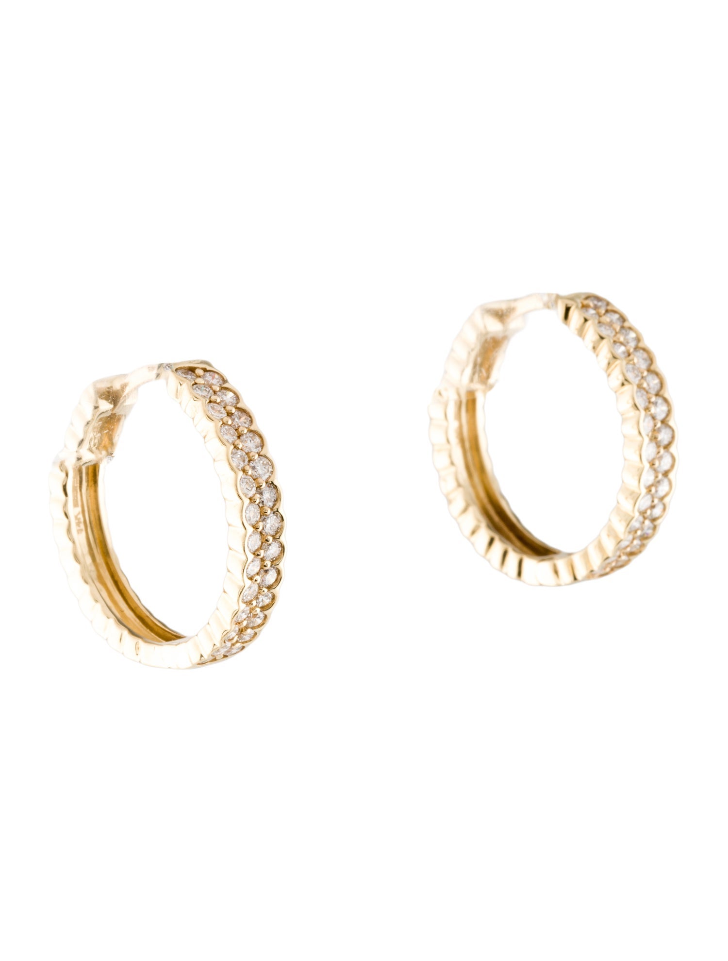 Effy Jewelry 14K 1.00ctw Diamond Hoop Earrings