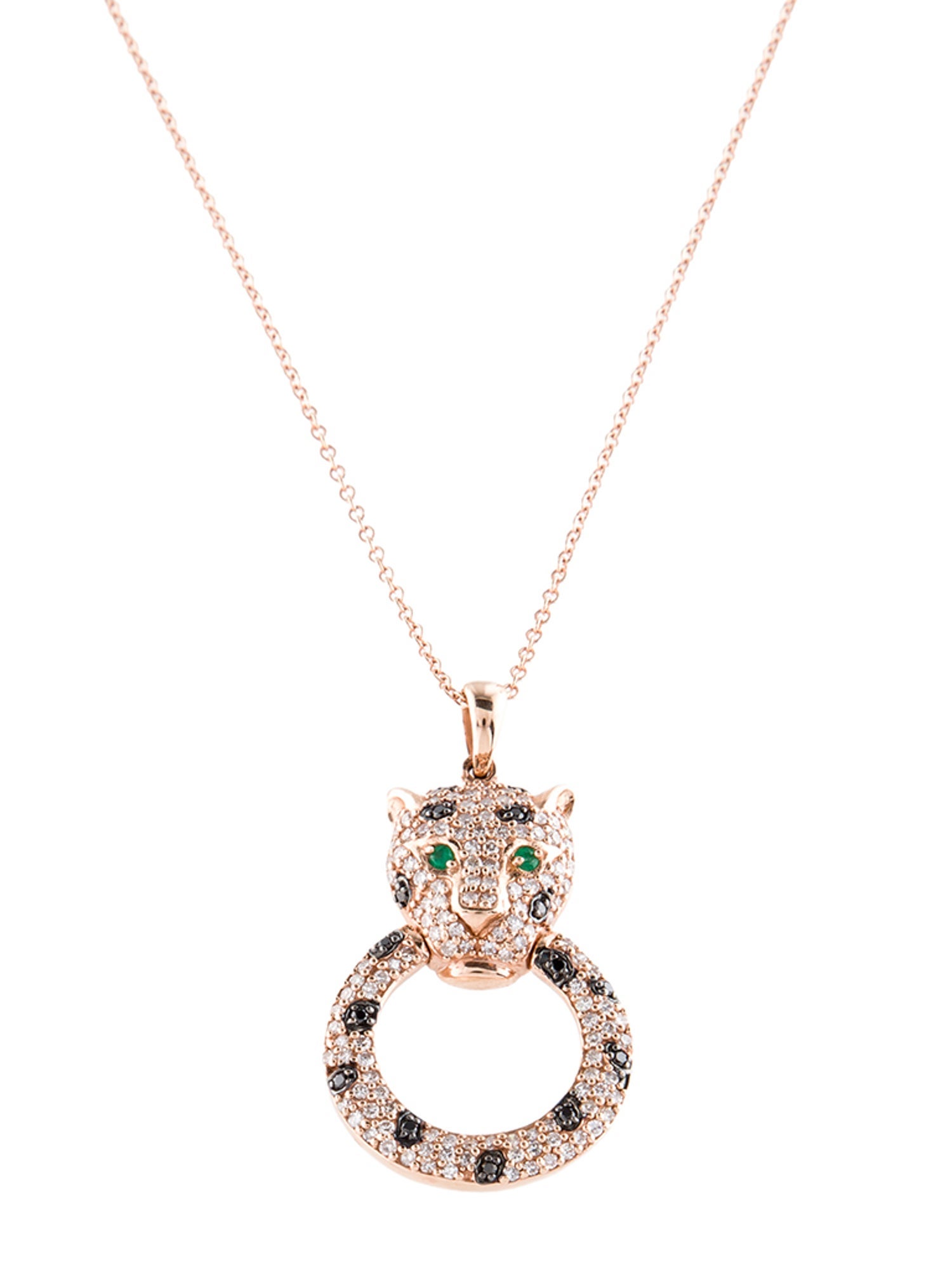 Effy Jewelry 14K Emerald & Diamond Panther Loop Pendant Necklace