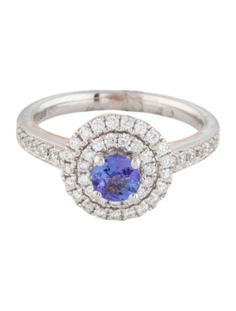 Effy Jewelry 14K Tanzanite & Diamond Double Halo Cocktail Ring