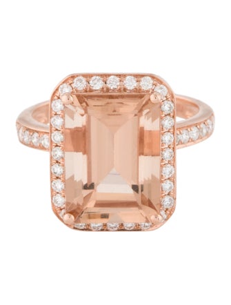 Effy Jewelry 14K 7.07ct Morganite & Diamond Cocktail Ring